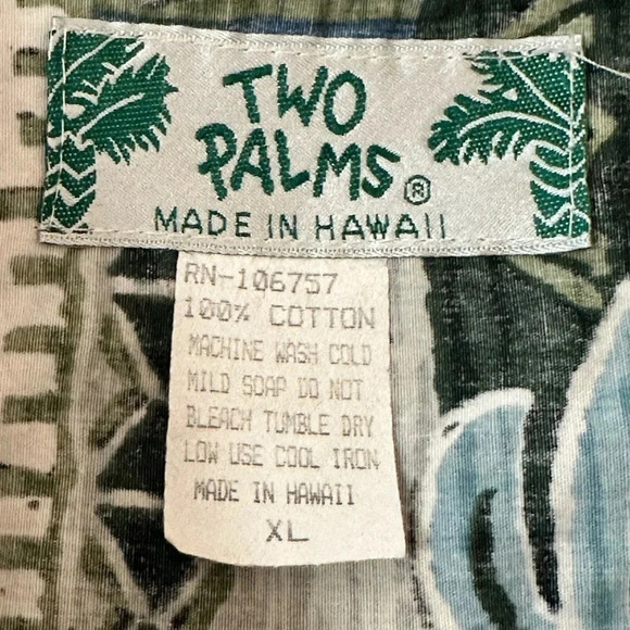 TWO PALMS Honu Block Hawaii, tropical, Hawaiian shirt. - Picture 7 of 7